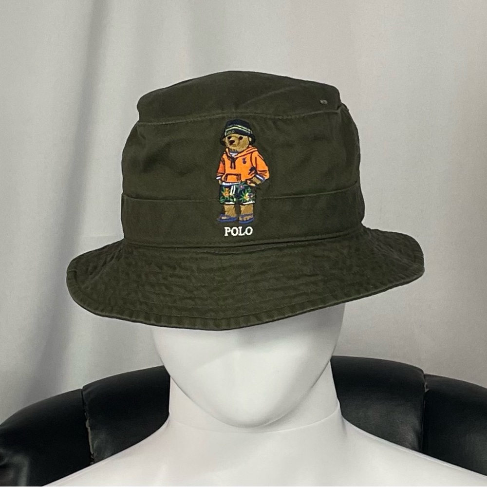 New Small/Medium Polo Ralph Lauren Green Bear Bucket Hat Cap